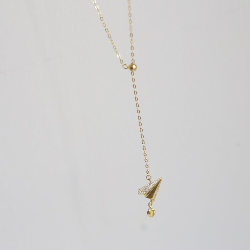 Paper Plane Necklace (Solid Silver) - Hypoallergenic - Abbott Atelier