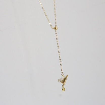 Paper Plane Necklace (Solid Silver) - Hypoallergenic - Abbott Atelier