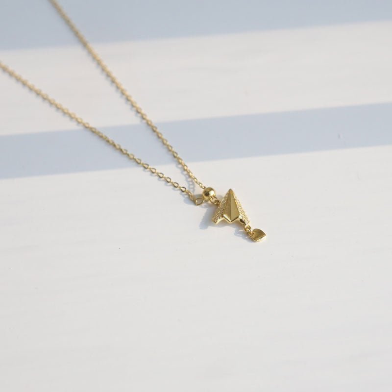 Paper Plane Necklace (Solid Silver) - Hypoallergenic - Abbott Atelier