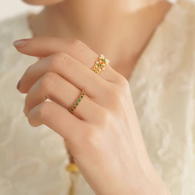 Pavé Emerald Ring - Gold - Plated - Abbott Atelier