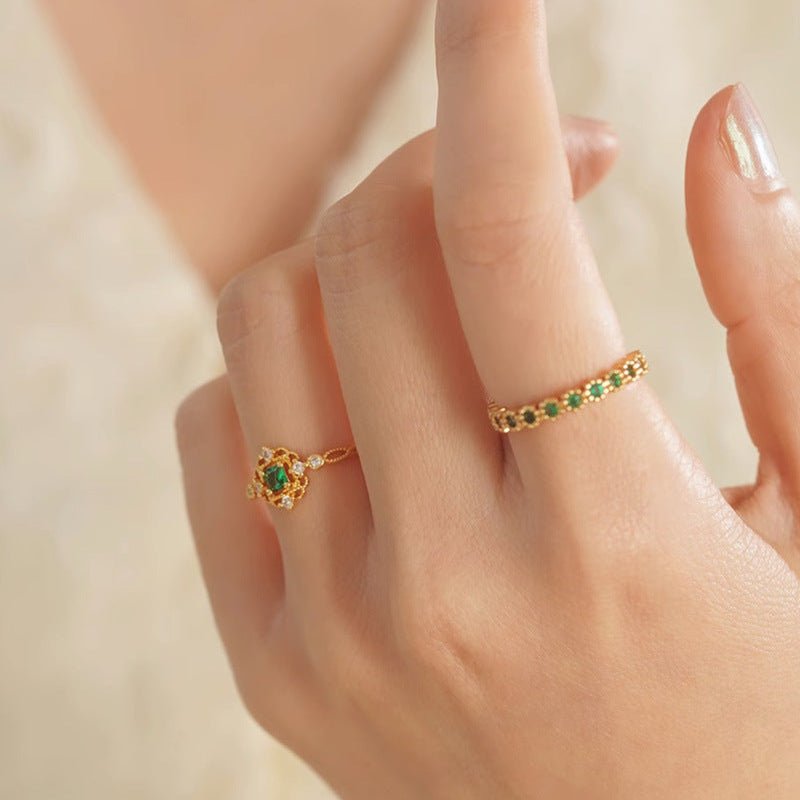 Pavé Emerald Ring - Gold - Plated - Abbott Atelier