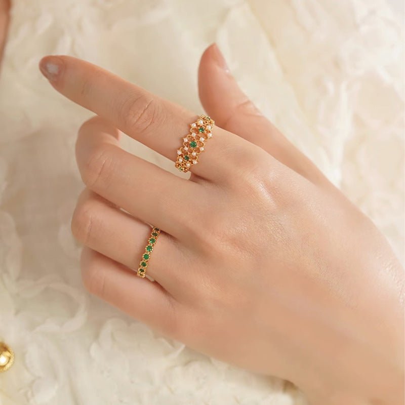 Pavé Emerald Ring - Gold - Plated - Abbott Atelier