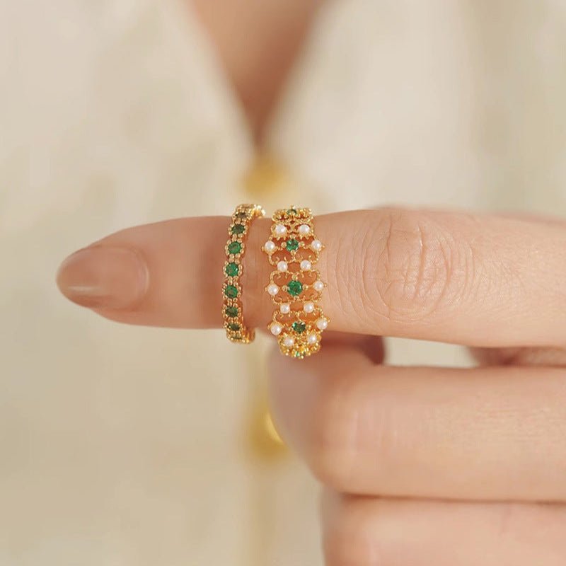 Pavé Emerald Ring - Gold - Plated - Abbott Atelier