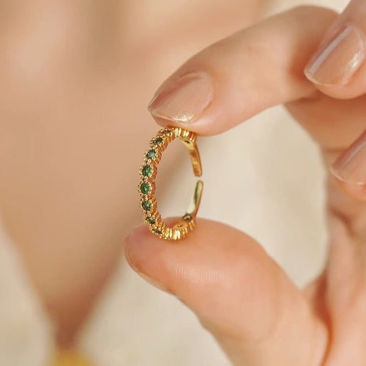 Pavé Emerald Ring - Gold - Plated - Abbott Atelier