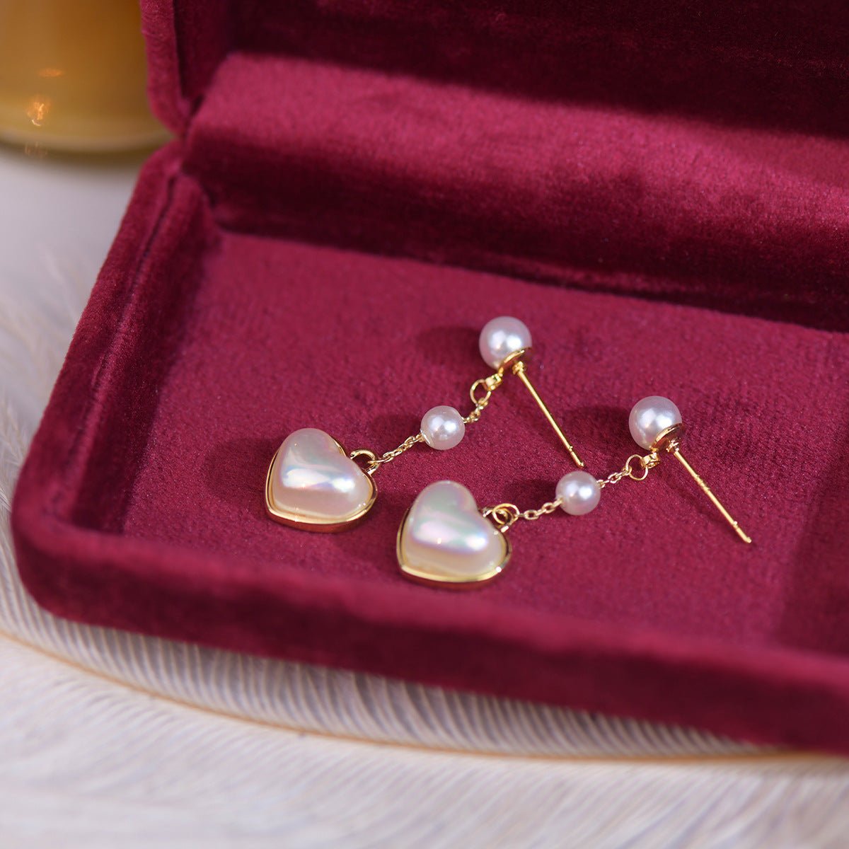 Pearl Heart Earrings - Hypoallergenic - Abbott Atelier