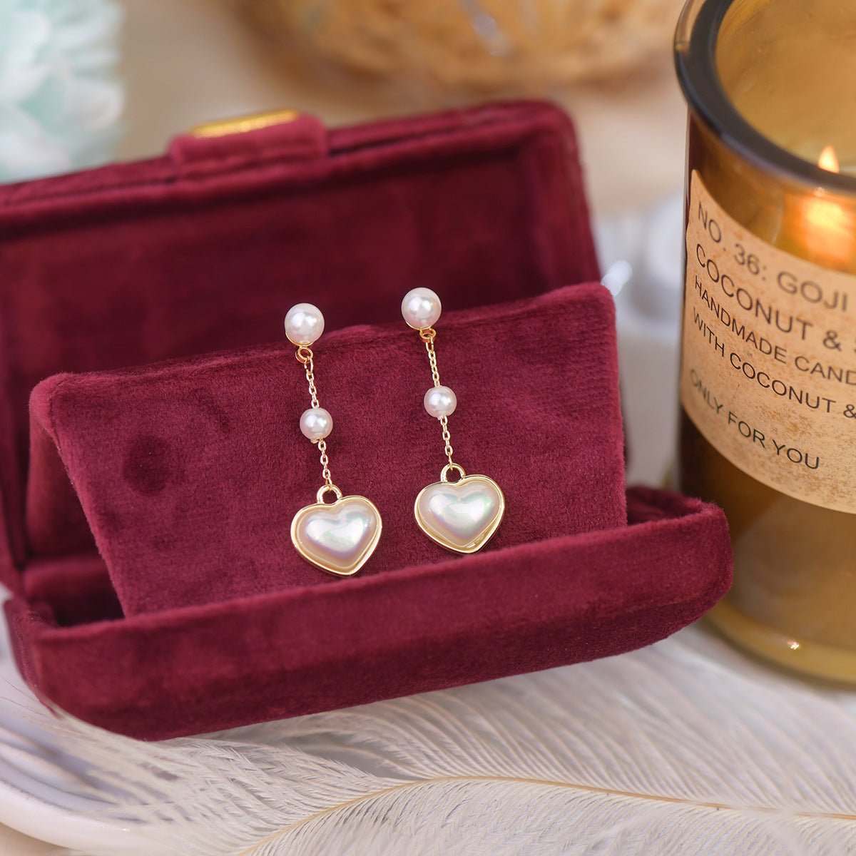 Pearl Heart Earrings - Hypoallergenic - Abbott Atelier