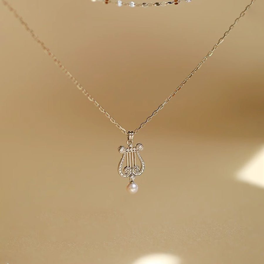 Pearly Lyre Sonata Necklace (Solid Silver) - Abbott Atelier - Abbott Atelier