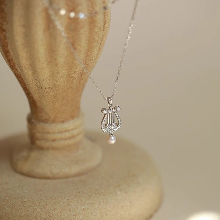 Pearly Lyre Sonata Necklace (Solid Silver) - Abbott Atelier - Abbott Atelier