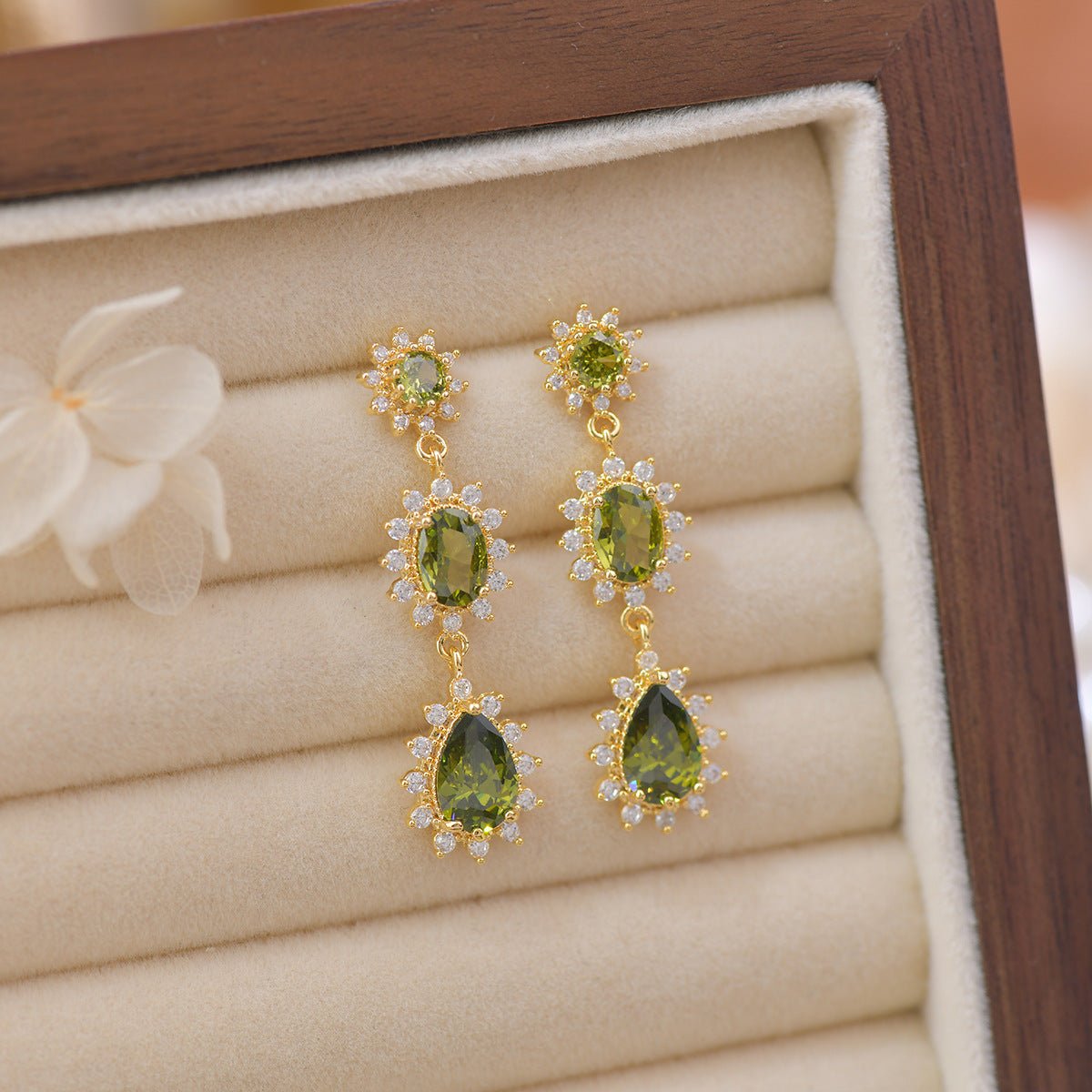 Peridot Baroque Drop Earrings - Hypoallergenic - Abbott Atelier