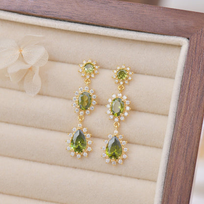 Peridot Baroque Drop Earrings - Hypoallergenic - Abbott Atelier