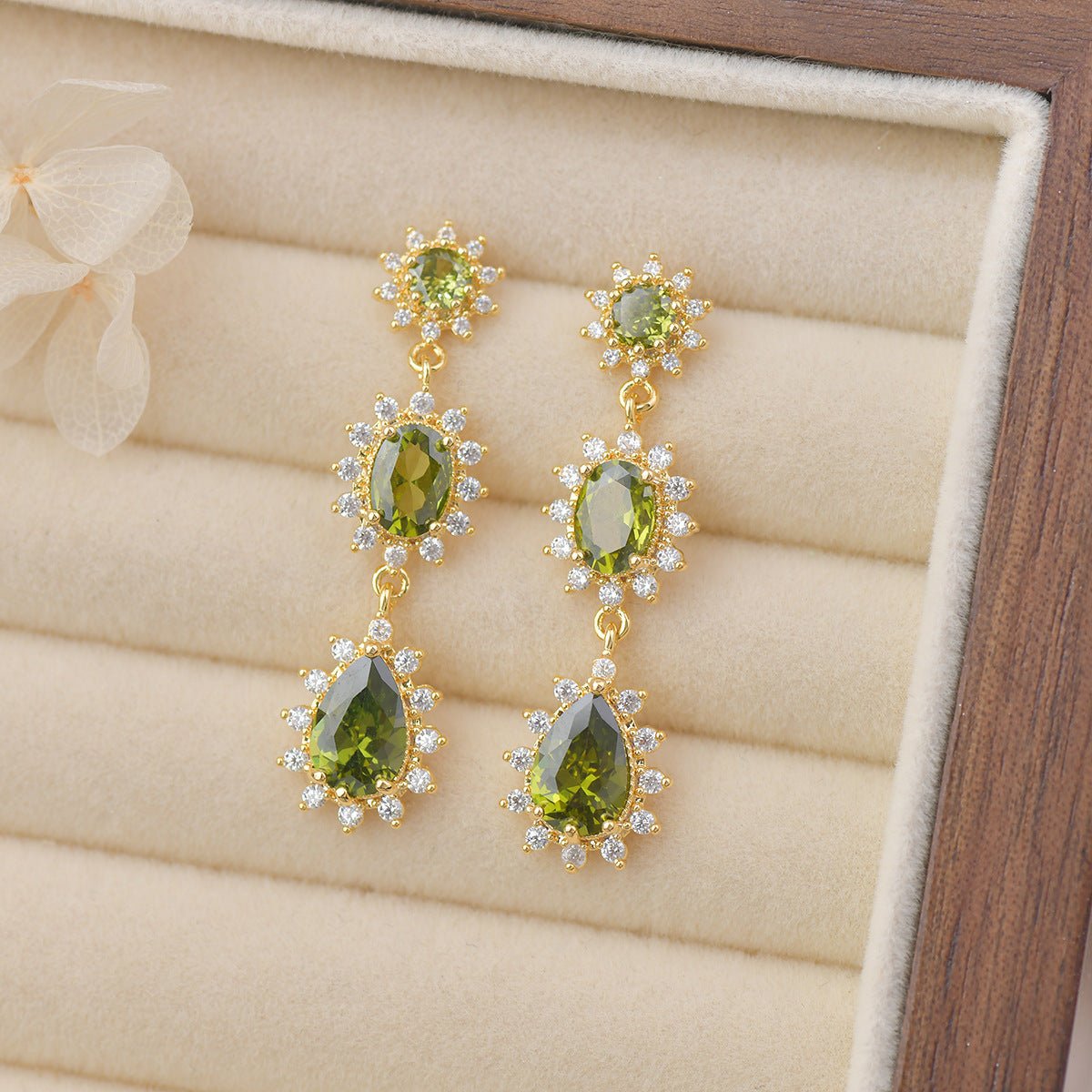 Peridot Baroque Drop Earrings - Hypoallergenic - Abbott Atelier