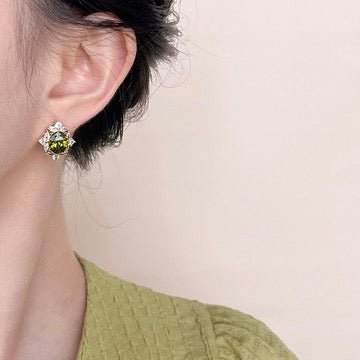 Peridot Baroque Stud Earrings - Hypoallergenic - Abbott Atelier