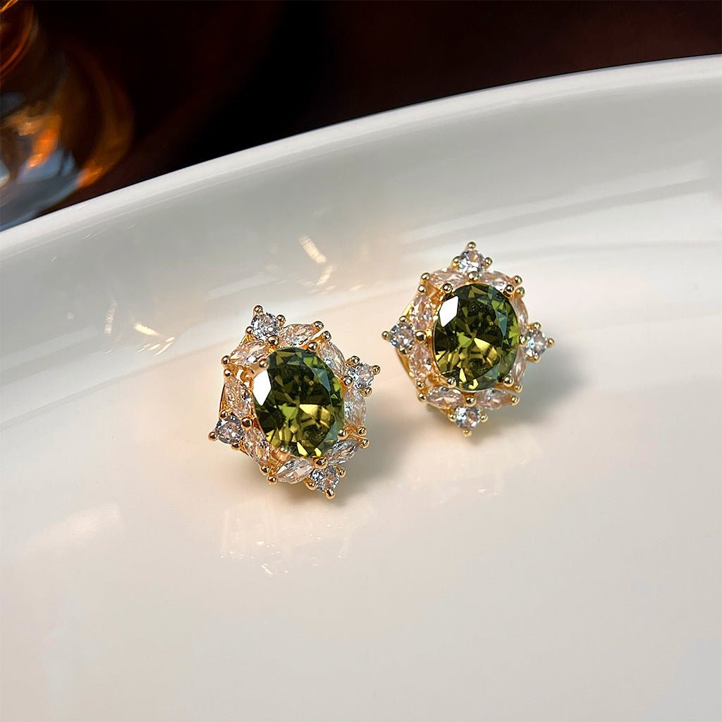 Peridot Baroque Stud Earrings - Hypoallergenic - Abbott Atelier