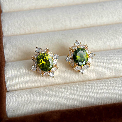 Peridot Baroque Stud Earrings - Hypoallergenic - Abbott Atelier