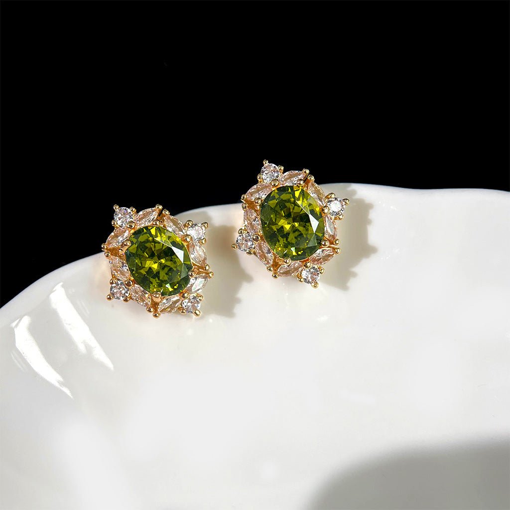 Peridot Baroque Stud Earrings - Hypoallergenic - Abbott Atelier