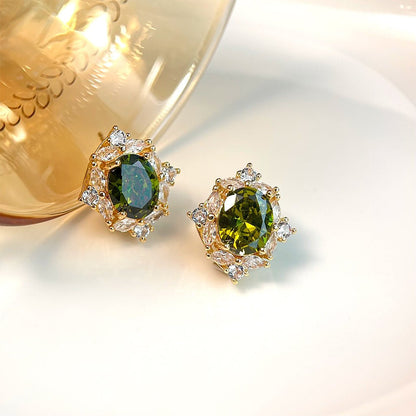 Peridot Baroque Stud Earrings - Hypoallergenic - Abbott Atelier