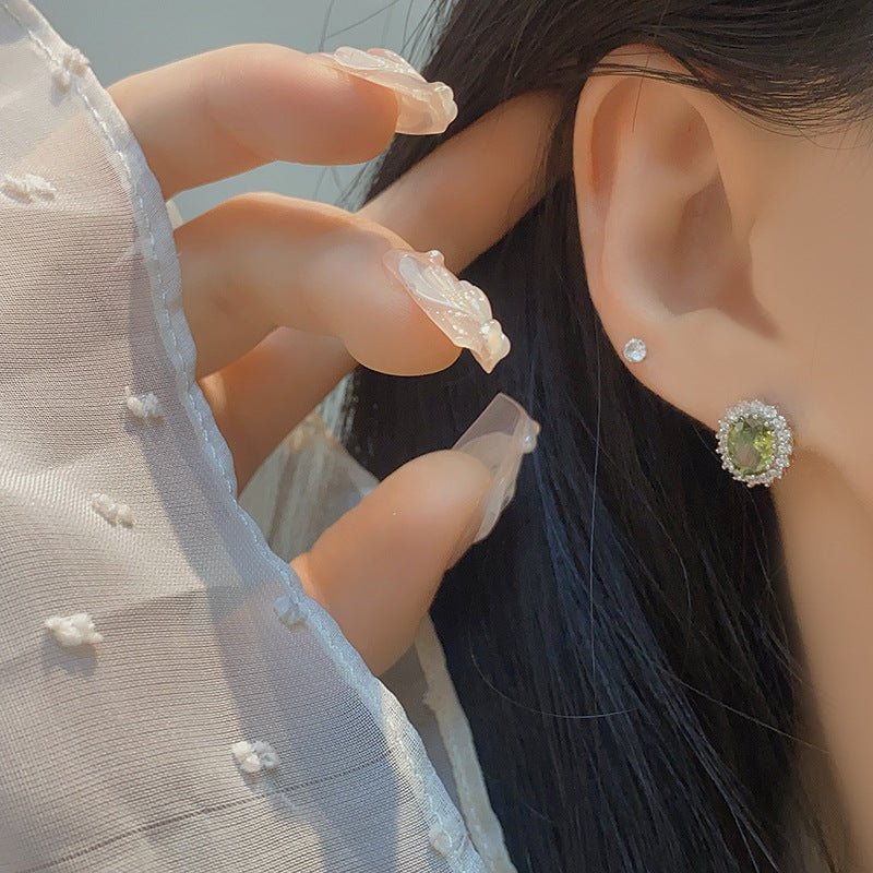 Peridot Baroque Stud Earrings - Hypoallergenic - Abbott Atelier