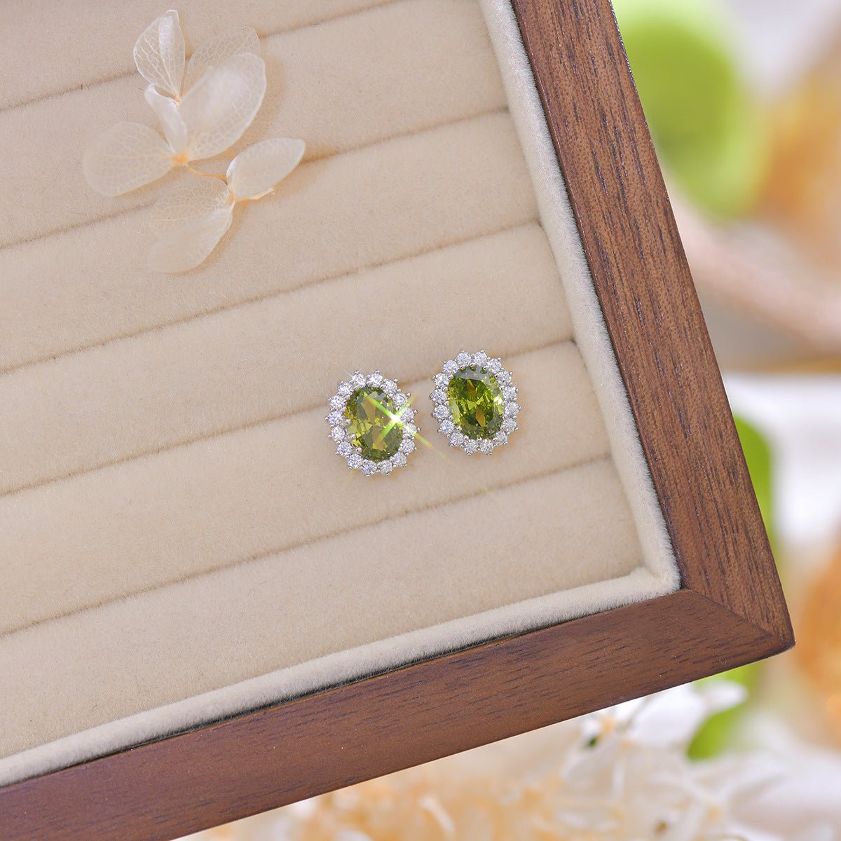 Peridot Baroque Stud Earrings - Hypoallergenic - Abbott Atelier