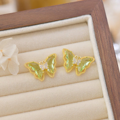 Peridot Butterfly Earrings - Hypoallergenic - Abbott Atelier