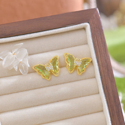 Peridot Butterfly Earrings - Hypoallergenic - Abbott Atelier