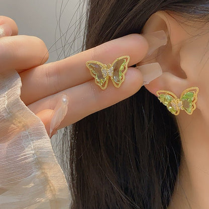 Peridot Butterfly Earrings - Hypoallergenic - Abbott Atelier