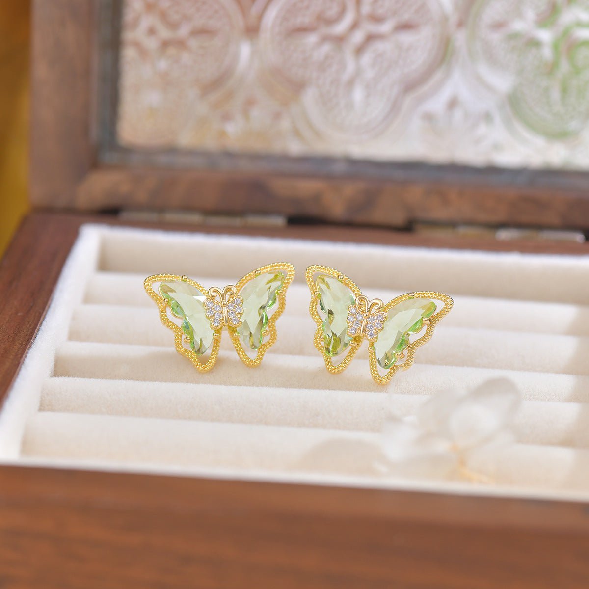 Peridot Butterfly Earrings - Hypoallergenic - Abbott Atelier