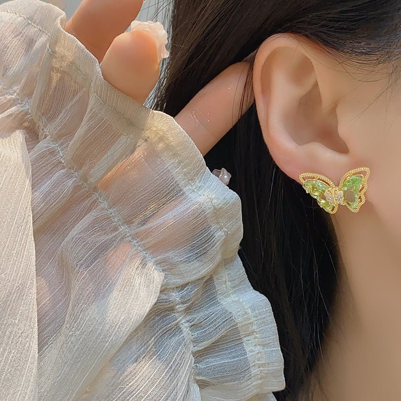 Peridot Butterfly Earrings - Hypoallergenic - Abbott Atelier