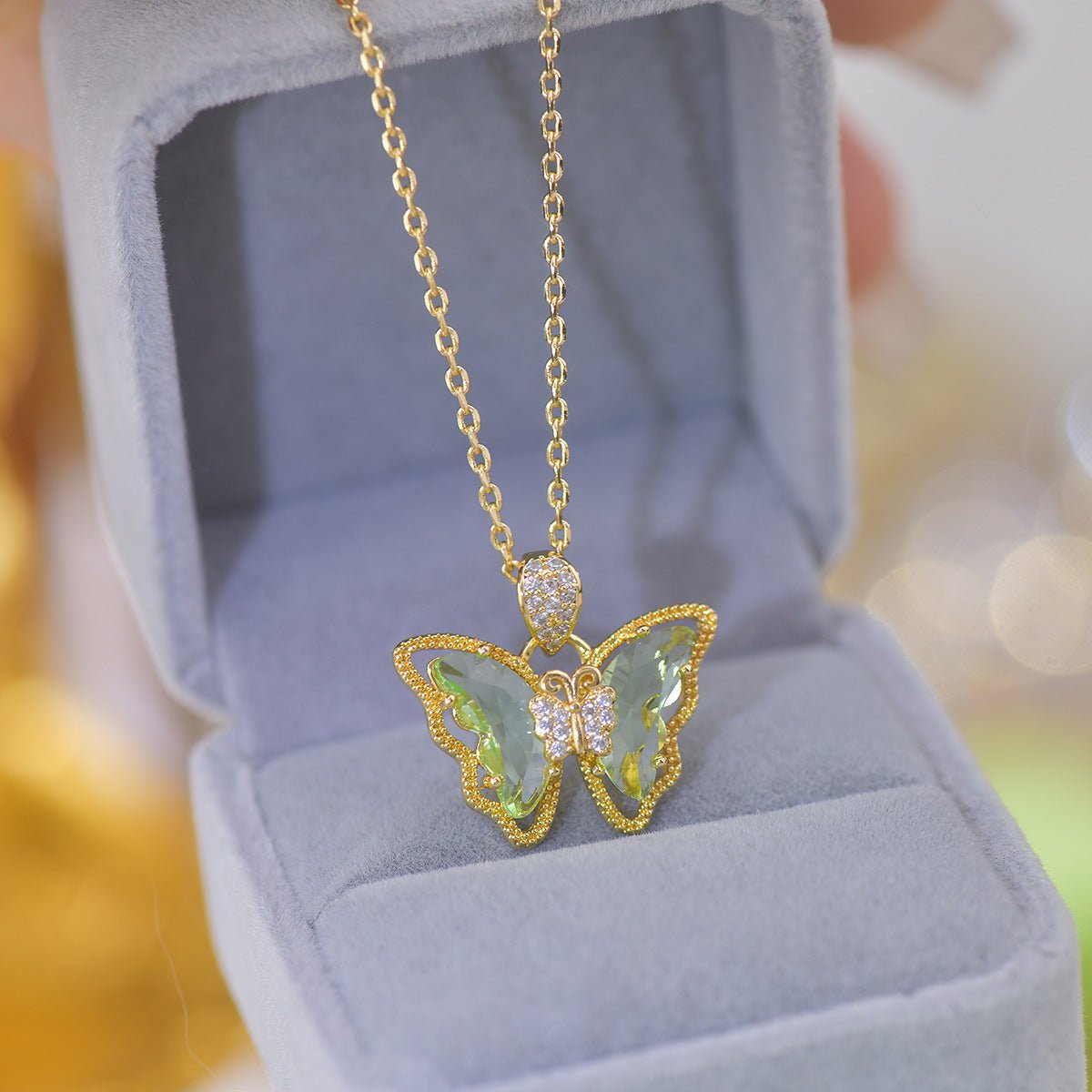 Peridot Butterfly Necklace - Gold Plated - Abbott Atelier