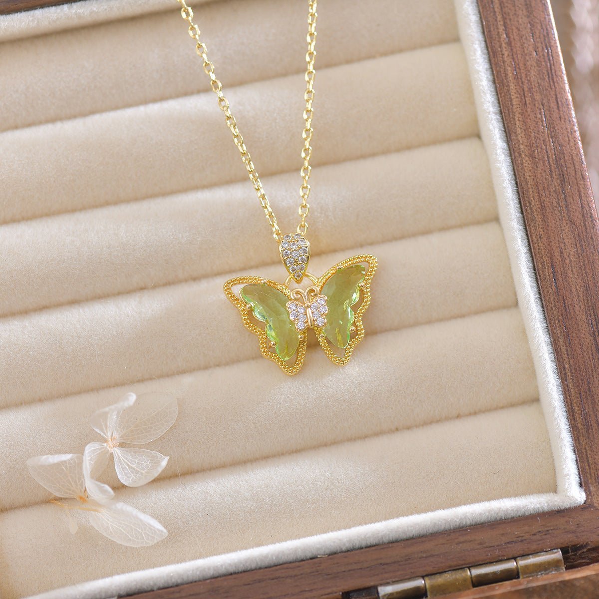 Peridot Butterfly Necklace - Gold Plated - Abbott Atelier