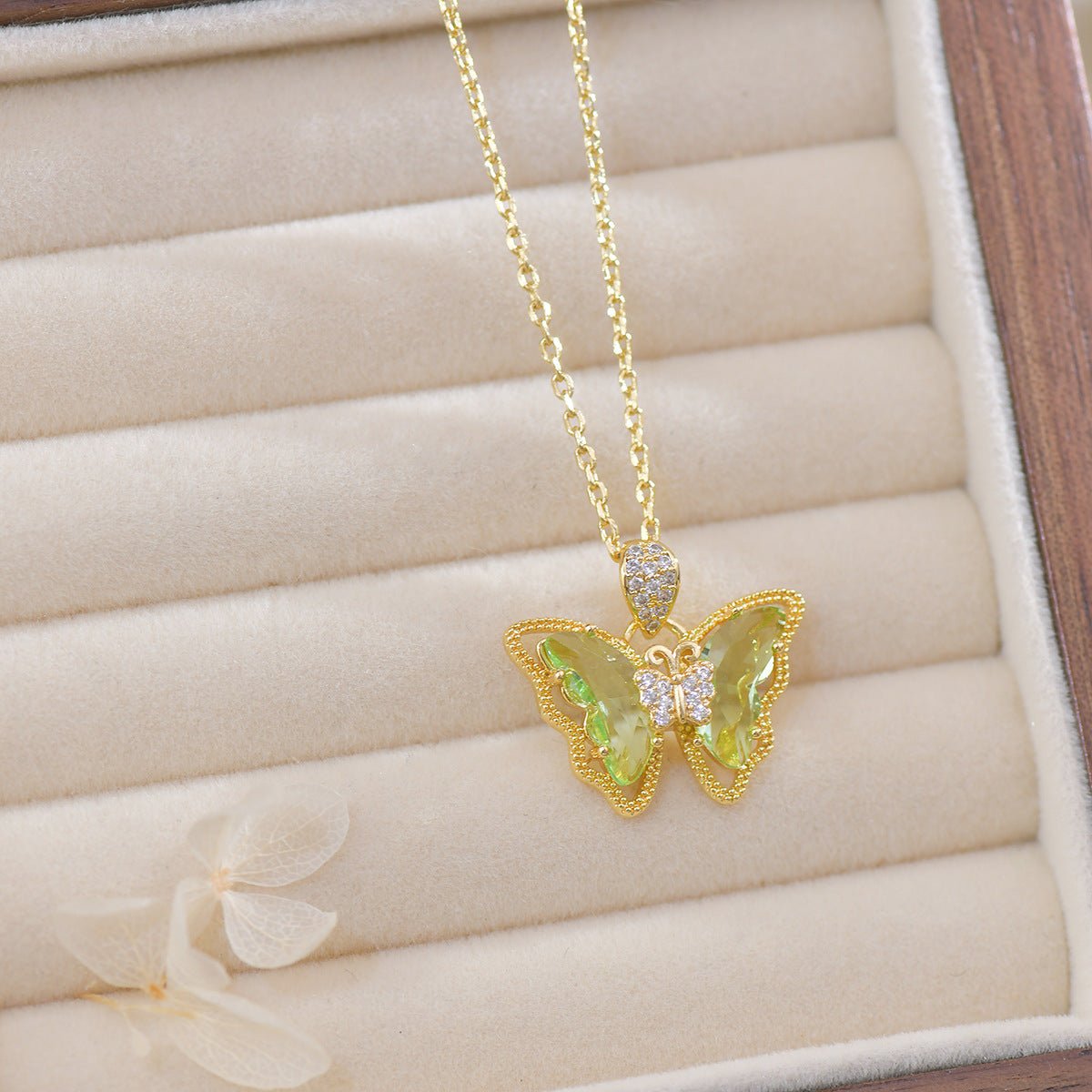 Peridot Butterfly Necklace - Gold Plated - Abbott Atelier