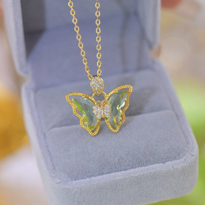 Peridot Butterfly Necklace - Gold Plated - Abbott Atelier