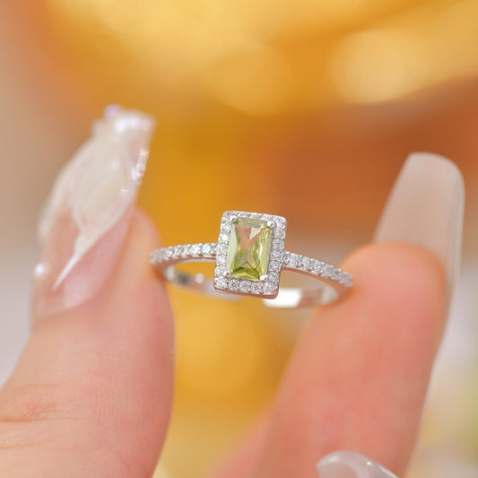 Peridot Halo Ring - Gold - Plated - Abbott Atelier