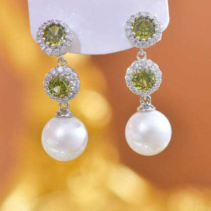 Peridot Pearl Earrings - Hypoallergenic - Abbott Atelier