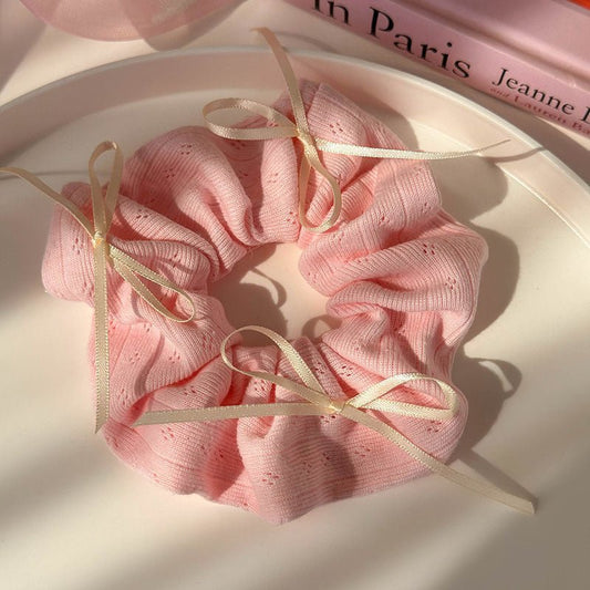 Pink Bow Scrunchie - For Hair - Abbott Atelier