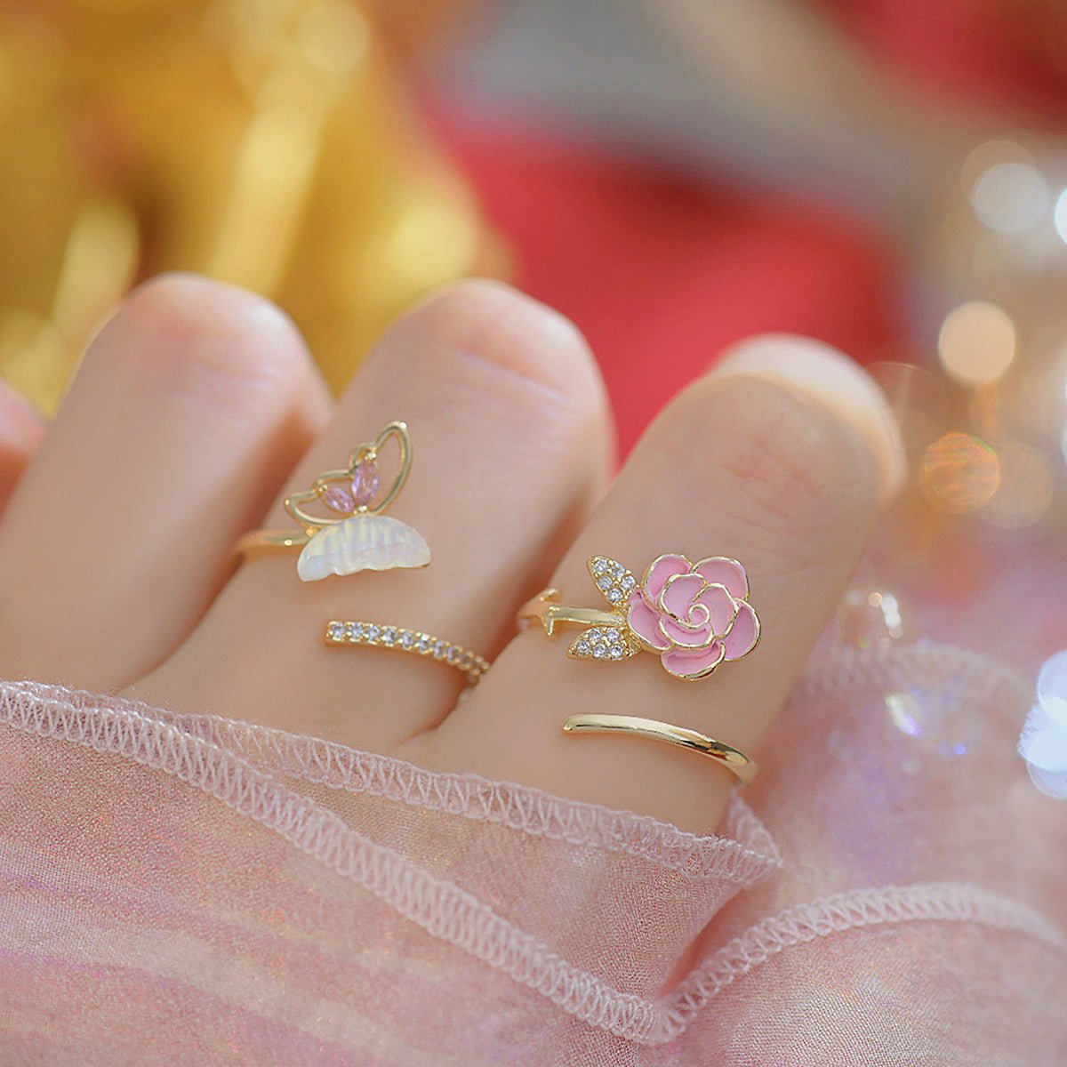 Pink Butterfly Ring - Chrissy - Gold - Plated - Abbott Atelier