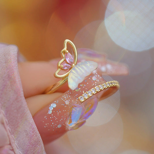 Pink Butterfly Ring - Chrissy - Gold - Plated - Abbott Atelier