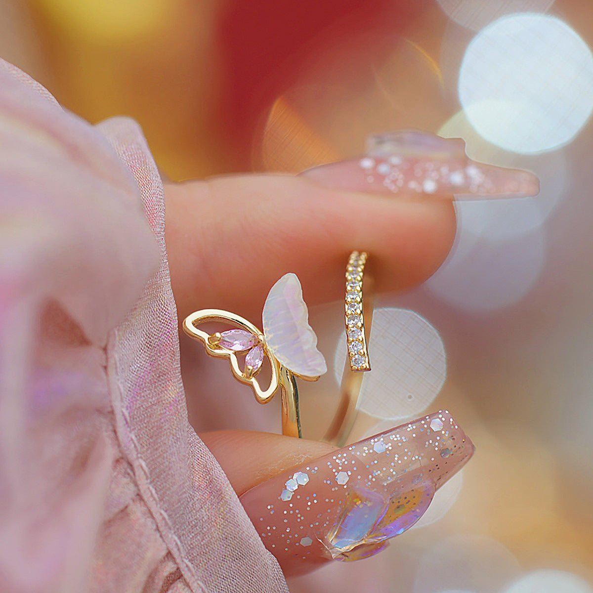 Pink Butterfly Ring - Chrissy - Gold - Plated - Abbott Atelier