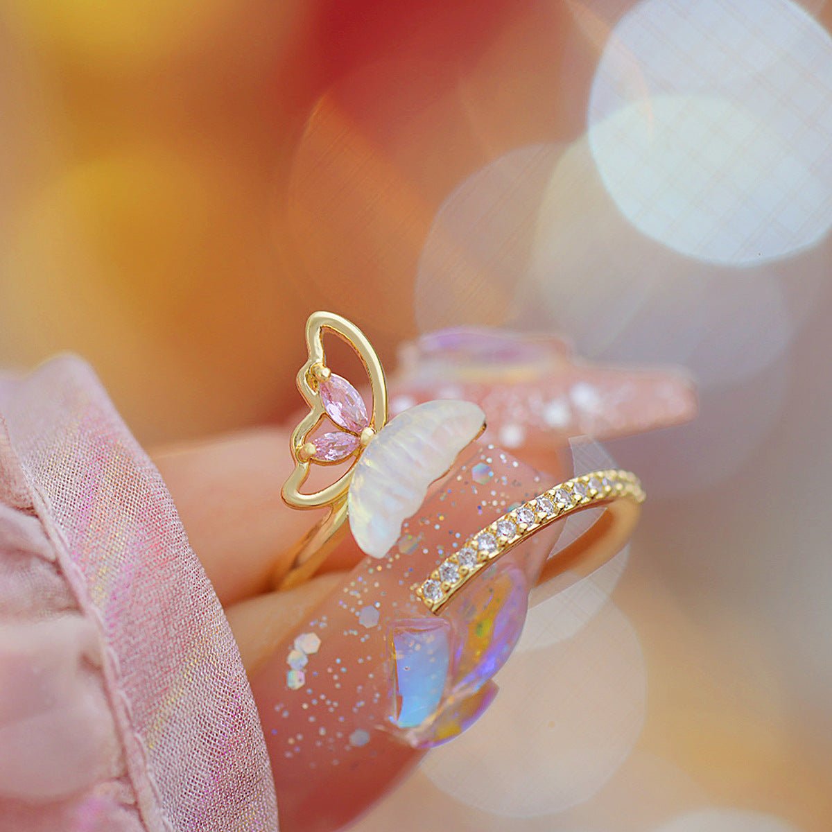 Pink Butterfly Ring - Chrissy - Gold - Plated - Abbott Atelier