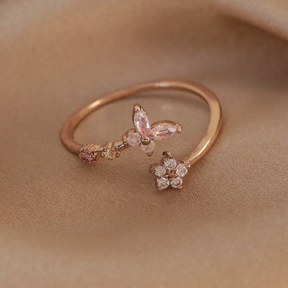 Pink Butterfly Ring - Gold - Plated - Abbott Atelier