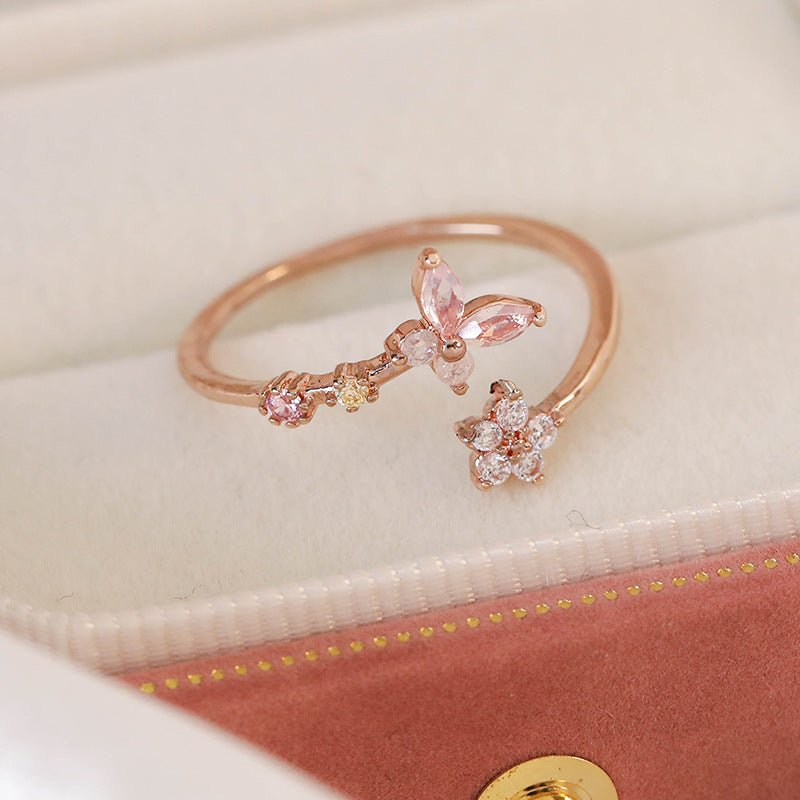 Pink Butterfly Ring - Gold - Plated - Abbott Atelier