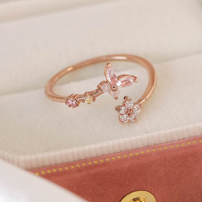 Pink Butterfly Ring - Gold - Plated - Abbott Atelier