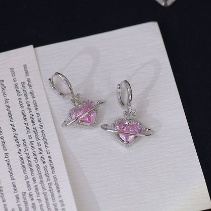 Pink Heart Huggie Earrings - Gold - Plated - Abbott Atelier