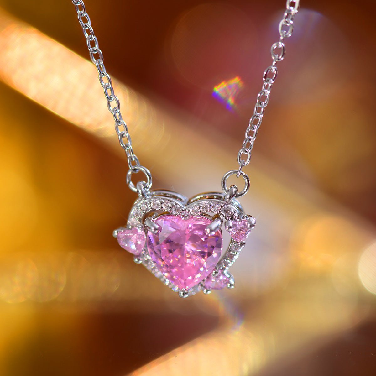 Pink Heart Necklace - Peggy - Gold Plated - Abbott Atelier