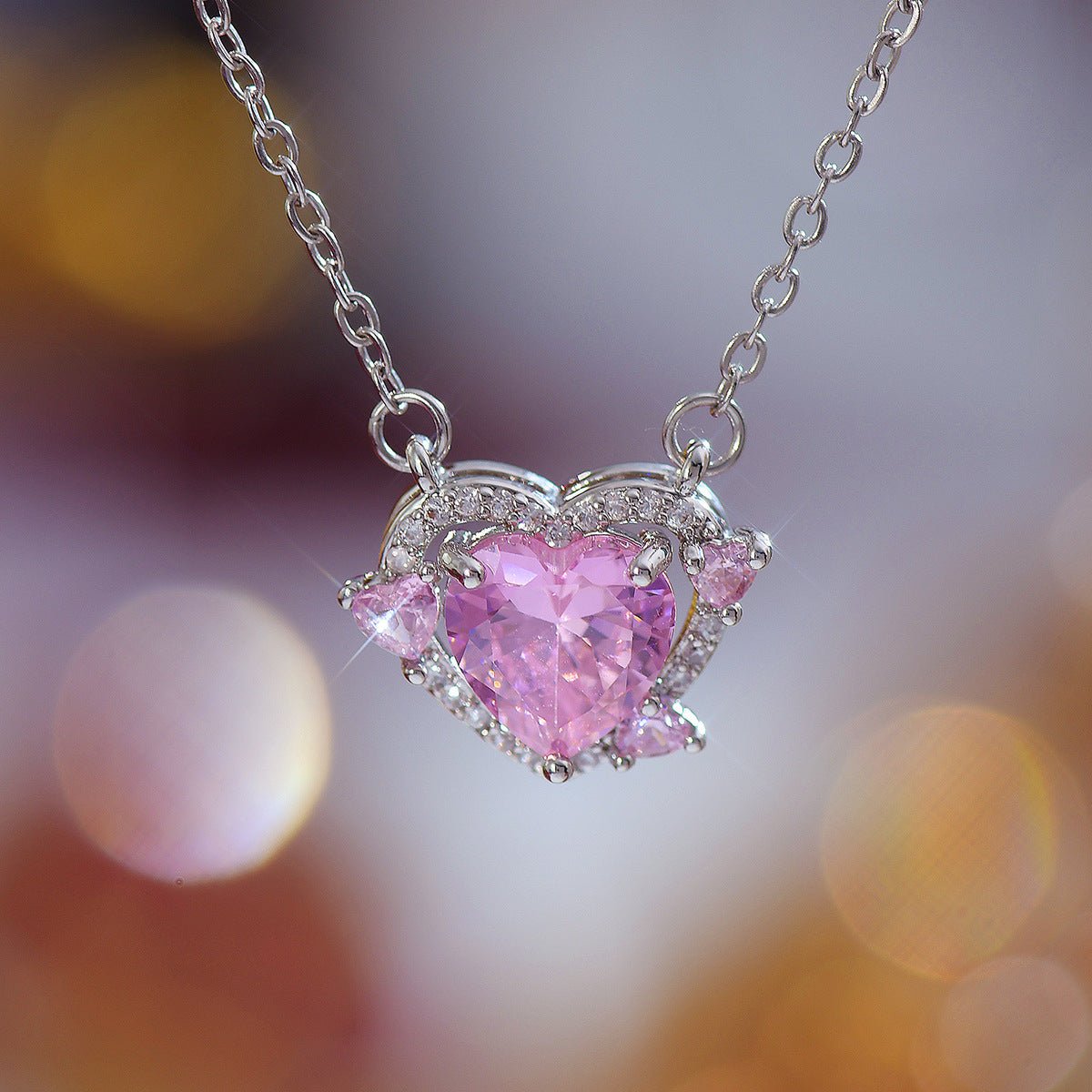 Pink Heart Necklace - Peggy - Gold Plated - Abbott Atelier