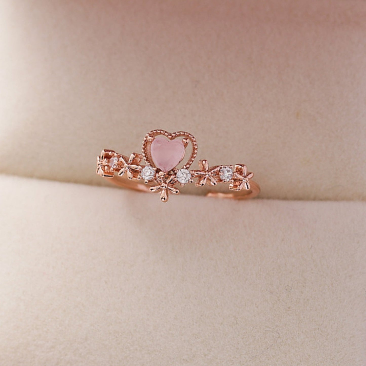 Pink Heart Ring - Bridget - Gold - Plated - Abbott Atelier