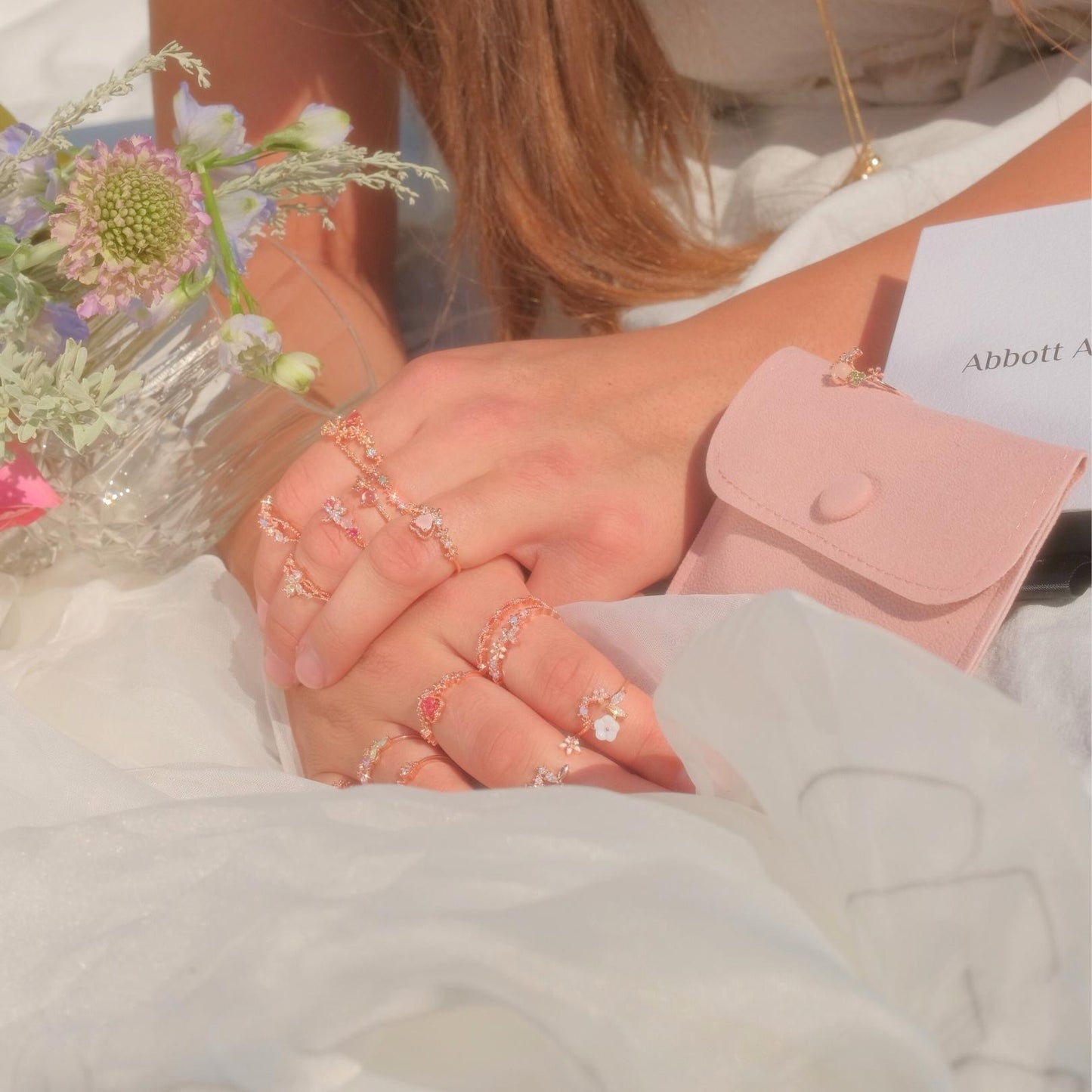 Pink Heart Ring - Bridget - Gold - Plated - Abbott Atelier