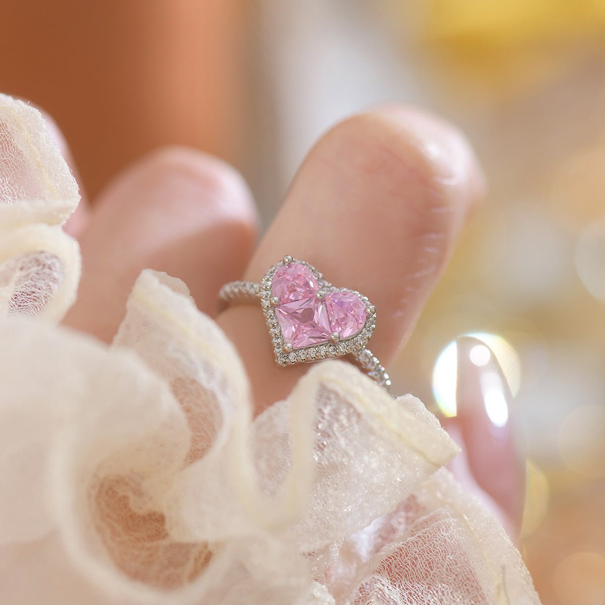 Pink Heart Ring - Danielle - Gold - Plated - Abbott Atelier