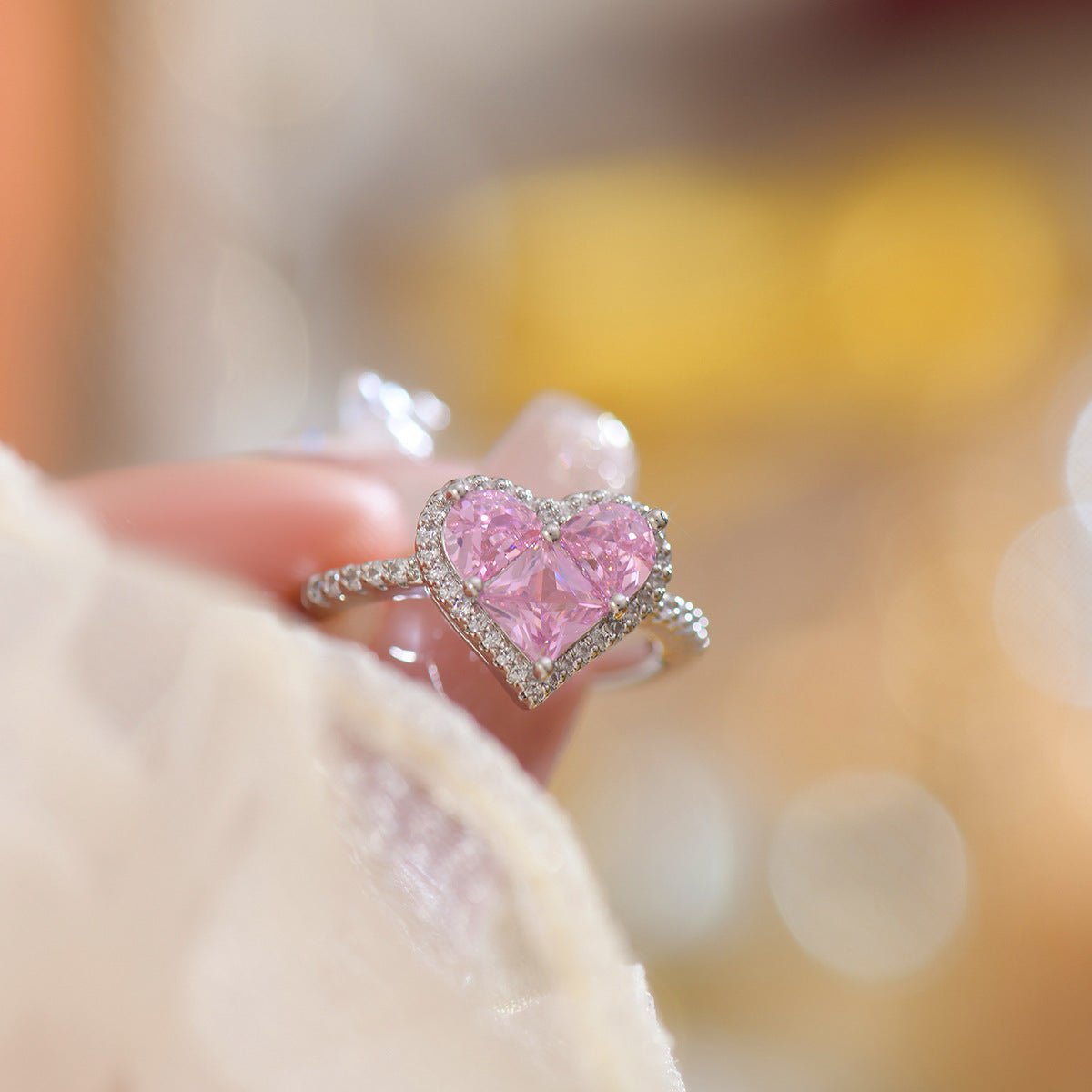 Pink Heart Ring - Danielle - Gold - Plated - Abbott Atelier