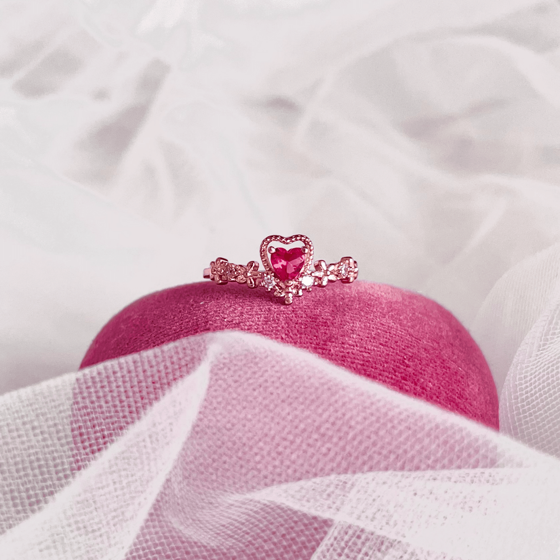 Pink Heart Ring - Layla - Gold - Plated - Abbott Atelier