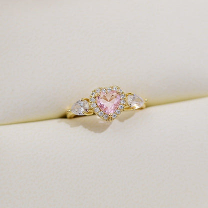 Pink Heart Ring - Lila - Gold - Plated - Abbott Atelier